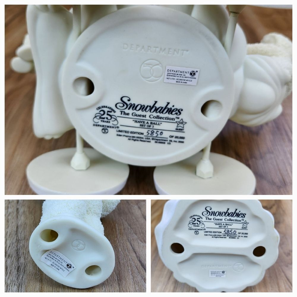 🩵Vintage Snowbabies "Have A Ball" Set of 3 Limited Edition Figurines - Picture 14 of 16
